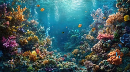 Obraz premium Vibrant Underwater Coral Reef Scene