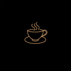 Obraz premium Minimalist neon coffee cup on dark background