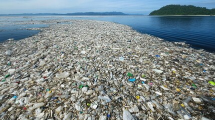 Ocean surface littered with plastic waste, illustrating the widespread marine debris crisis impacting the environment