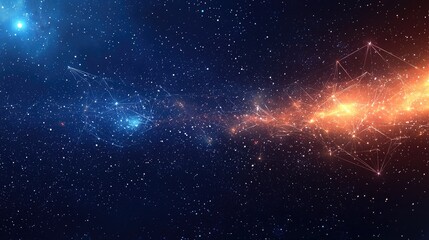 Obraz premium Abstract space background with blue and orange nebulae.