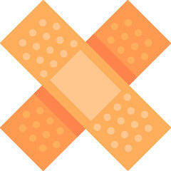 Two bright orange adhesive bandages crossed in an x shape symbolize first aid and wound care, providing protection and healing for cuts, scrapes, and blisters