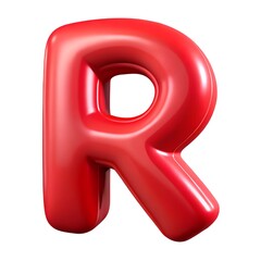 Red letter R balloon 3D render icon isolated on white background