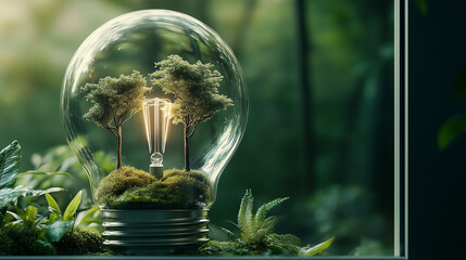 電球の中の緑の自然