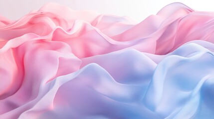 Obraz premium Soft abstract wave design in pastel shades, flowing gracefully over a white background with gentle color transitions