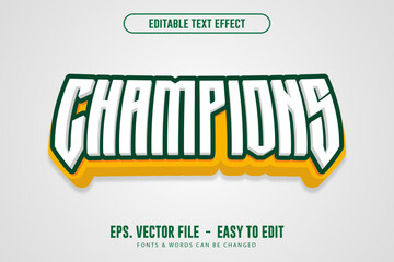 Editable text effect 3d sports champions