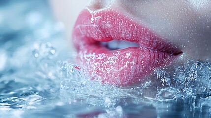 Fototapeta premium Explore the sensual beauty of water and lips as they interact in a captivating underwater moment