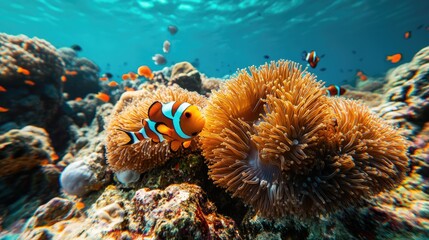 Obraz premium Clownfish in Coral Reef Underwater