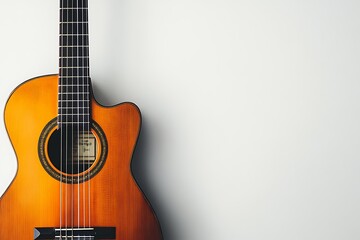 Obraz premium classic guitar standing on white background