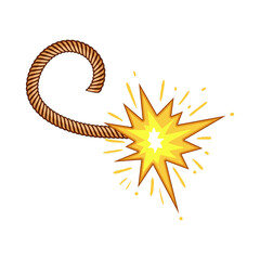 flammable dynamite fuse cartoon. volatile spark, trigger safety, cord timing flammable dynamite fuse sign. isolated symbol vector illustration