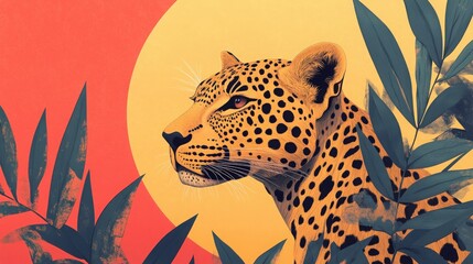 Leopard Head in Spots: A Minimalist Animal Portrait 