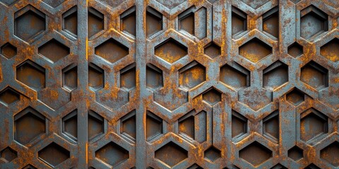 Sleek Industrial Design: Matte powder-coated steel background featuring intricate geometric patterns for added depth