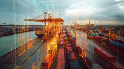 Digital twin of shipping port for cargo movement analysis and traffic density management.