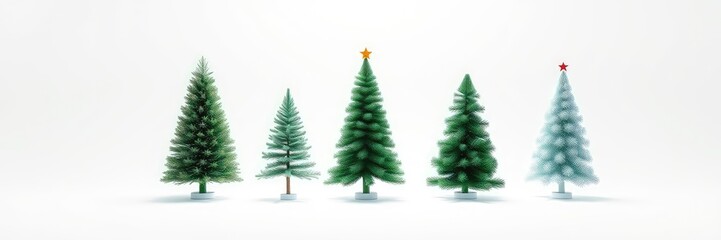 Fototapeta premium Set of christmas trees, Collection christmas tree on a white isolated background