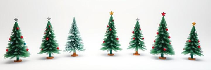 Fototapeta premium Set of christmas trees, Collection christmas tree on a white isolated background