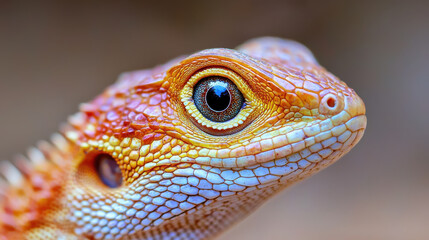 Fototapeta premium High detail macro of lizards eye showcasing vibrant colors and intricate patterns