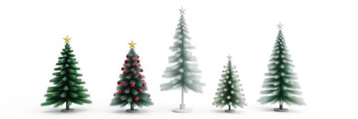 Fototapeta premium Set of christmas trees, Collection christmas tree on a white isolated background