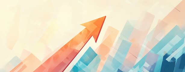 Abstract upward arrow, soft colorful background