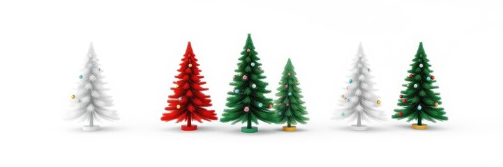 Fototapeta premium Set of christmas trees, Collection christmas tree on a white isolated background