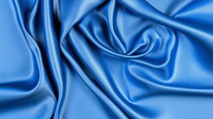 Fototapeta premium Blue Silk Fabric Drape Smooth Texture Elegant Background Soft Material
