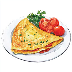 Omelet watercolor clipart illustration