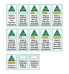 Australian made icon set. made in Australia. australian made product icon suitable for commerce business. badge, seal, sticker, logo, and symbol © POSMGUYS