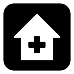 Obraz premium Collection of bold medical icons with a black background, representing healthcare symbols like hospitals, diagnostics, and medication. Perfect for health apps, websites, infographics, and digital.