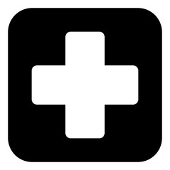 Obraz premium Collection of bold medical icons with a black background, representing healthcare symbols like hospitals, diagnostics, and medication. Perfect for health apps, websites, infographics, and digital.