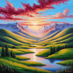 Phoenix_Vibrant_oil_painting_of_a_serene_natural_land