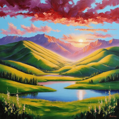 Phoenix_Vibrant_oil_painting_of_a_serene_natural_land_