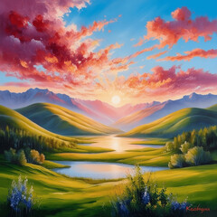 Phoenix_Vibrant_oil_painting_of_a_serene_natural_land_