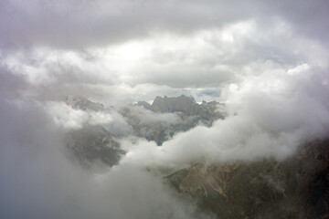 Fototapeta premium The specular landscape of Durrenstein after hike to peak in Autumn season, Dolomite, Italy.