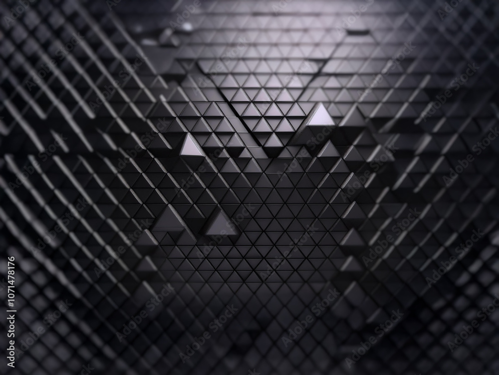 Aufkleber A close-up of an abstract dark surface composed of a grid of triangles. Some triangles are raised, creating depth and texture.