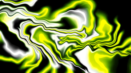 Abstract swirls of black, white, and yellow.