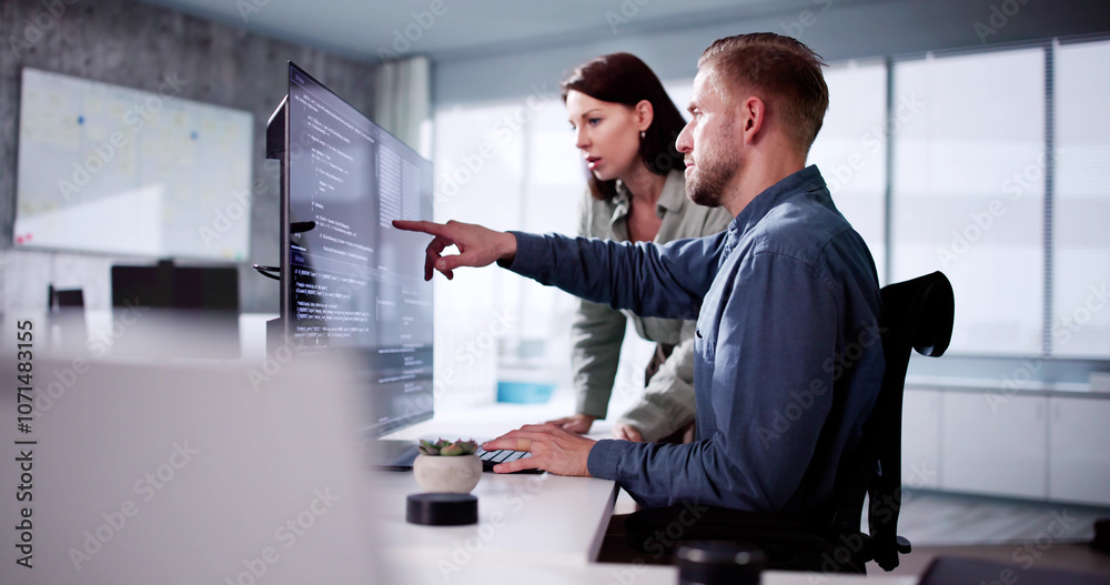 Poster Software Engineer Developer Using Desktop Computer
