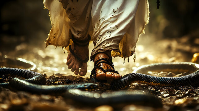 Foot Stepping on a Snake Illustration