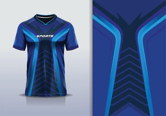 Sport jersey design template mockup curve line for racing, running, esports, blue navy color © Nimpuna O