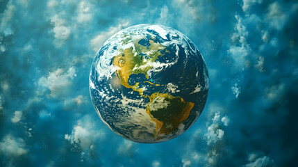 Fototapeta premium 3D Earth Illustration - Globe, Clouds, Atmosphere