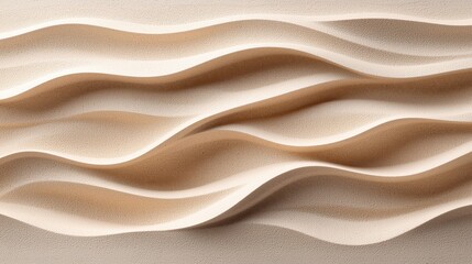 Fototapeta premium Close-up of intricate rippled sand patterns in the desert, with the endless dunes of Saudi Arabia stretching far into the horizon, under a soft, cloudless sky.