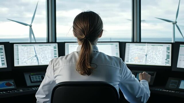Deck Officer Working with Navigational Chart in Control Room