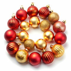 A stunning set of shiny red and gold Christmas baubles