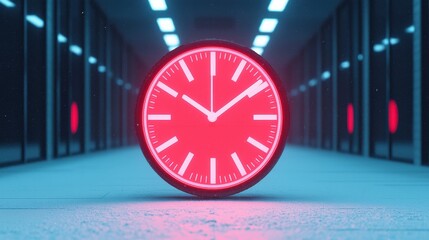 Neon Countdown Clock in Modern Corridor