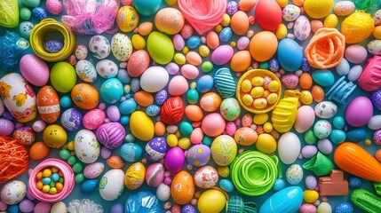 Fototapeta premium Colorful Easter Eggs Arrangement on a Bright Surface