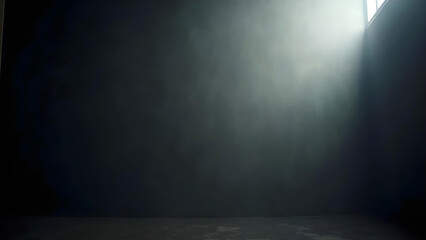 room with spotlight and smoke