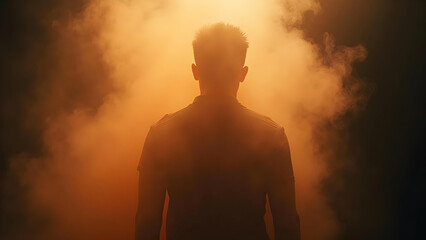 Obraz premium Silhouette of a man in the smoke