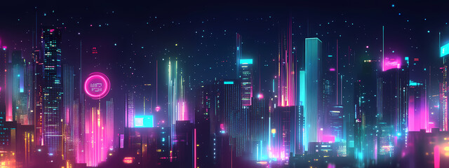 Neon Data Cityscape