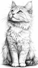 coloring page for kids, cat, cartoon style, thick line, low detail, no shading