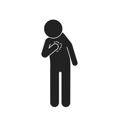 Isolated pictogram heart attack, chest pain for medical and health graphic element