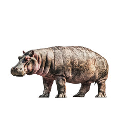Obraz premium Hippopotamus Standing on White Background