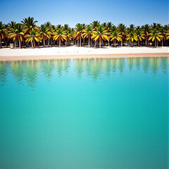 Obraz premium Tropical Paradise: Palm Trees & Crystal Clear Water