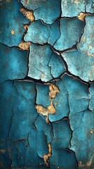 Obraz premium Cracked Teal Painted Wall